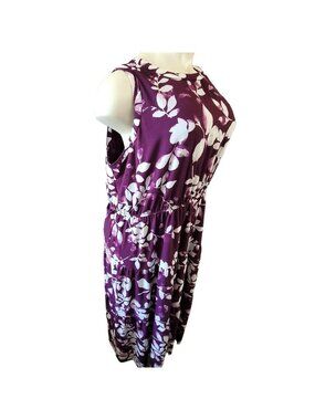 Lane Bryant Purple Floral Maxi Dress Sleeveless Hawaiian Womans Size 28 JJ3079